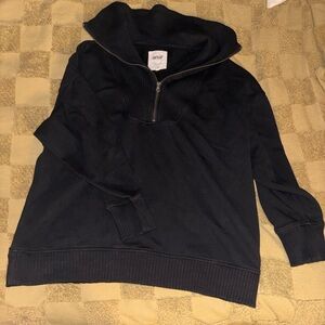 Aerie Black Oversized Quarter Zip-Up Sweater